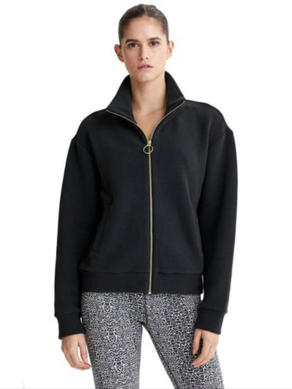 Varley Bloomwood Black Zip Up Jacket XS Cotton Blend Athleisure Minimalist
